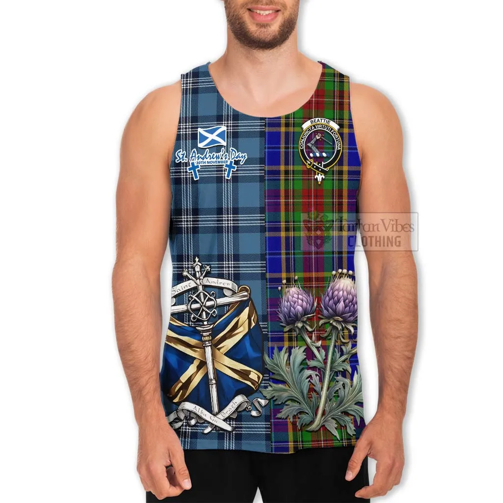 Beattie (Beatty) Tartan Men's Tank Top Happy St. Andrew's Day Half Tartan Style