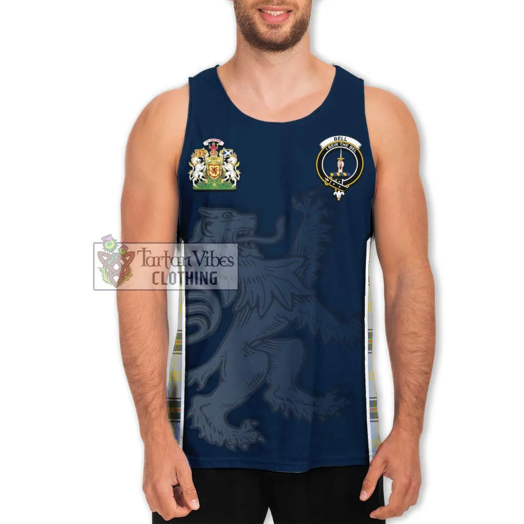 Bell Tartan Men's Tank Top with Family Crest and Lion Rampant Vibes Sport Style