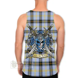 Bell Tartan Men's Tank Top with Family Crest Celtic Skull Style