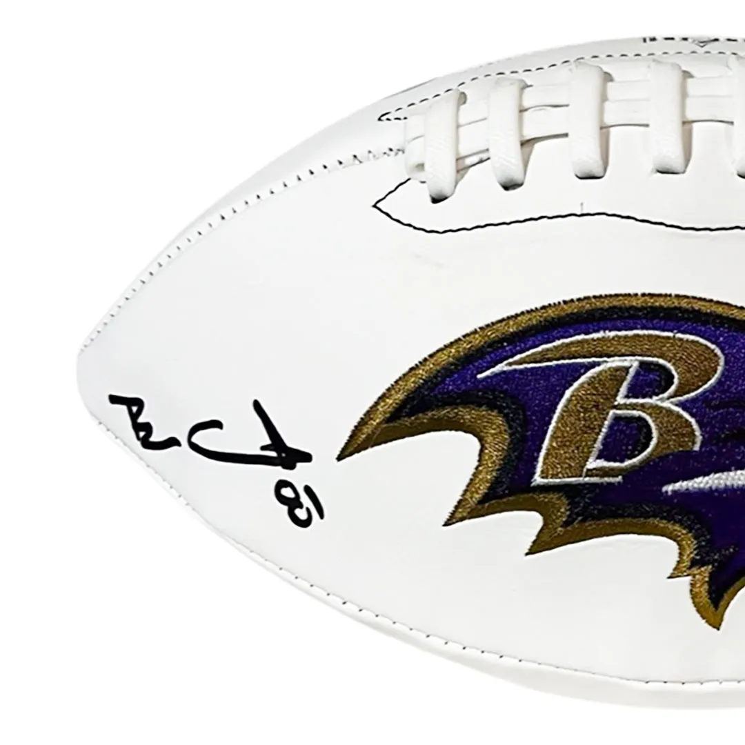 Ben Coates Signed Baltimore Ravens Official NFL Team Logo White Football (Beckett)