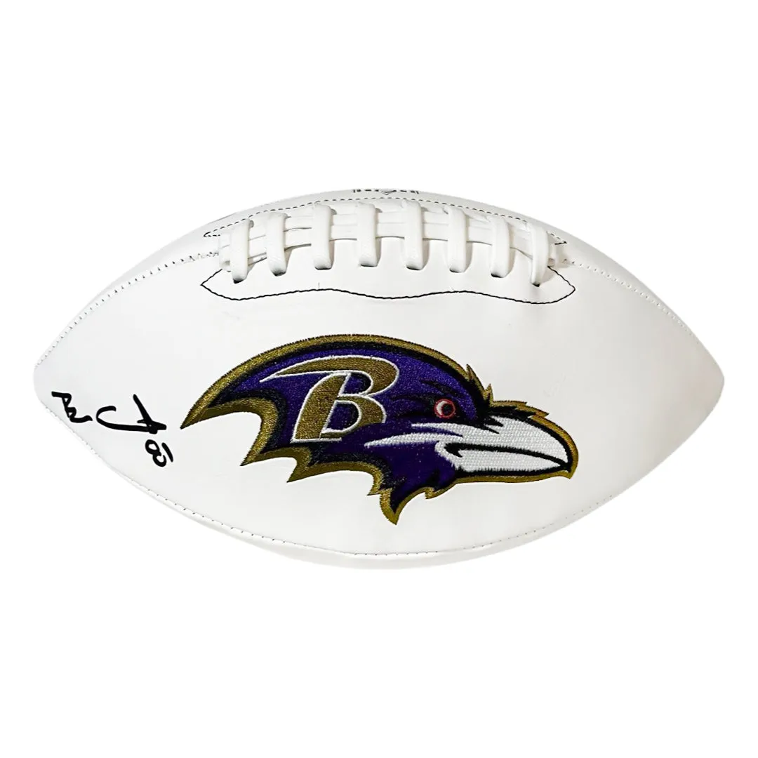 Ben Coates Signed Baltimore Ravens Official NFL Team Logo White Football (Beckett)