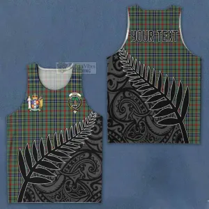 Bisset Crest Tartan Men's Tank Top with New Zealand Silver Fern Half Style