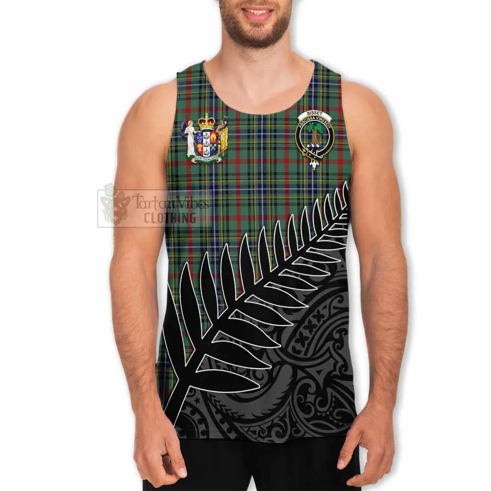 Bisset Crest Tartan Men's Tank Top with New Zealand Silver Fern Half Style