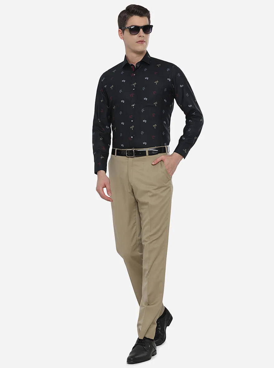 Black Printed Slim Fit Party Wear Shirt | Greenfibre