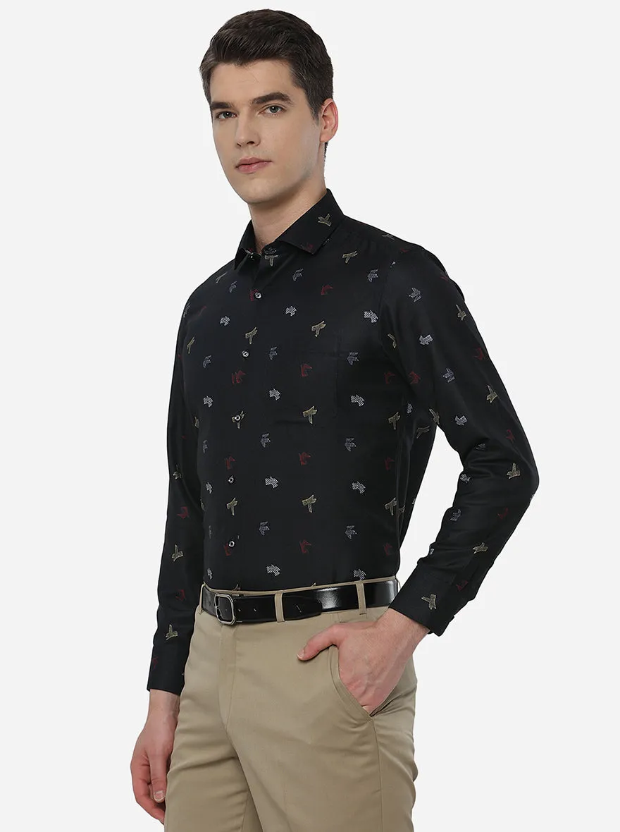 Black Printed Slim Fit Party Wear Shirt | Greenfibre