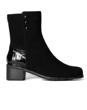 BLACK SUEDE CROCO SIDE ZIPPER BOOT