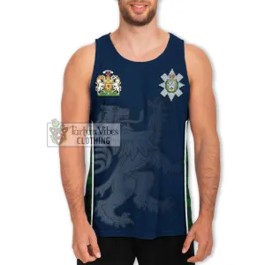 Black Watch Tartan Men's Tank Top with Family Crest and Lion Rampant Vibes Sport Style