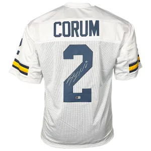 Blake Corum Signed Michigan College White Football Jersey (Beckett)