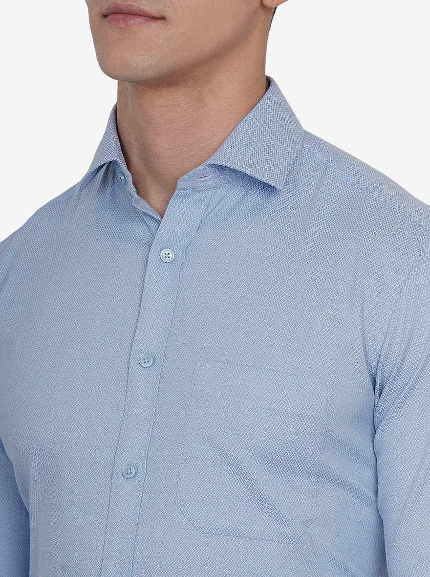 Blue Dobby Slim Fit Formal Shirt | Greenfibre