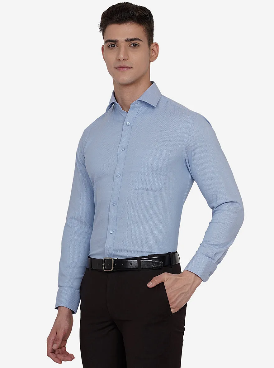 Blue Dobby Slim Fit Formal Shirt | Greenfibre