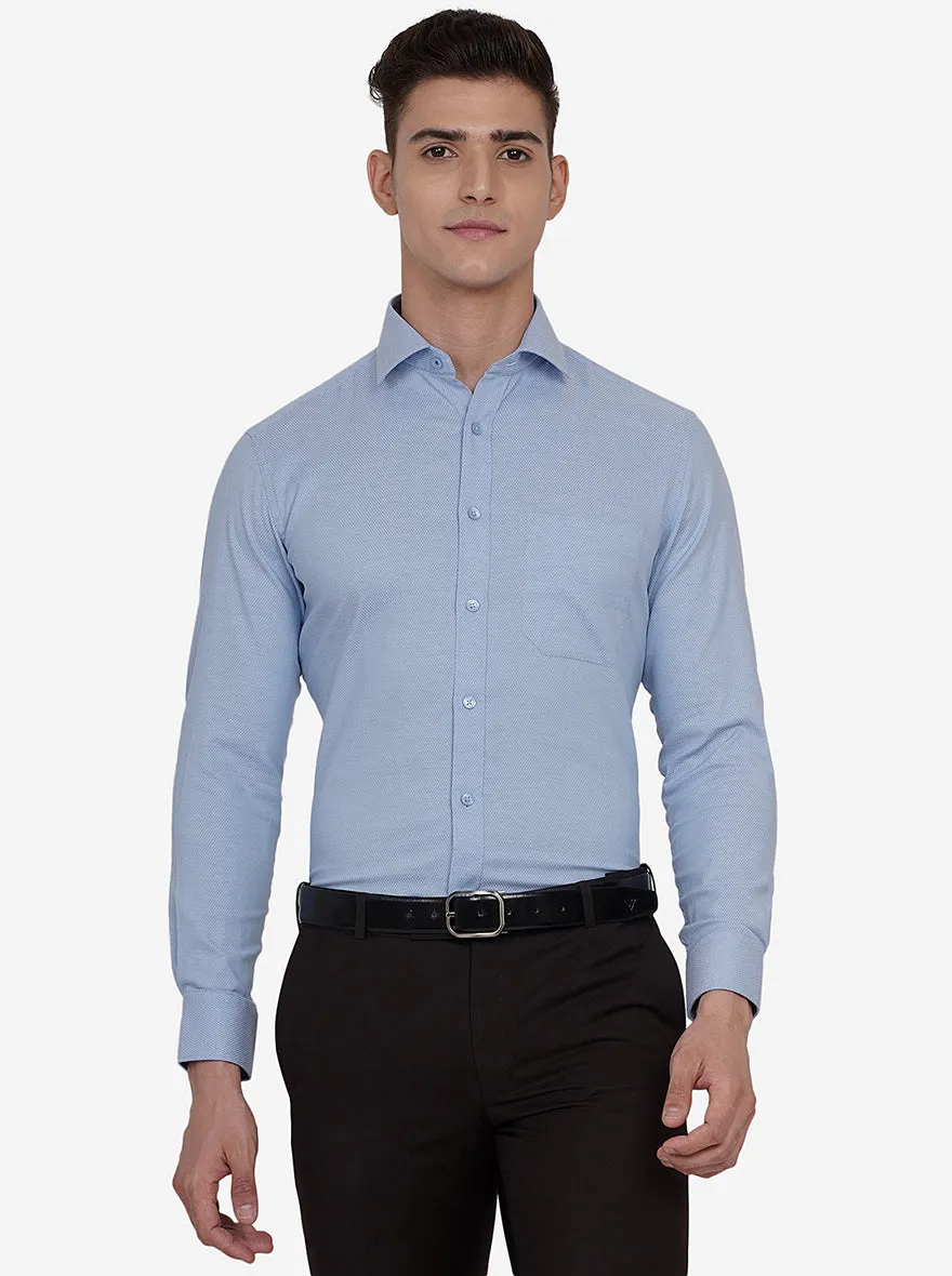 Blue Dobby Slim Fit Formal Shirt | Greenfibre