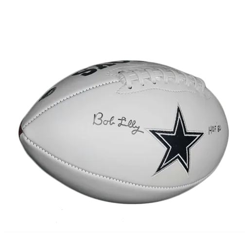 Bob Lilly Dallas Cowboys Autographed Full Size Logo Football (JSA) HOF Inscription Included