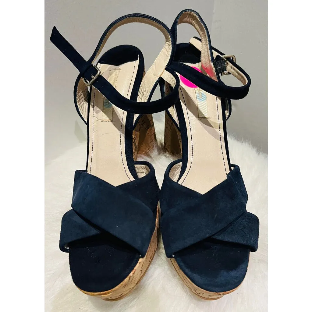 Boden Heeled Platform Suede Sandals - Size 39