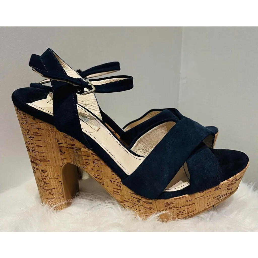 Boden Heeled Platform Suede Sandals - Size 39