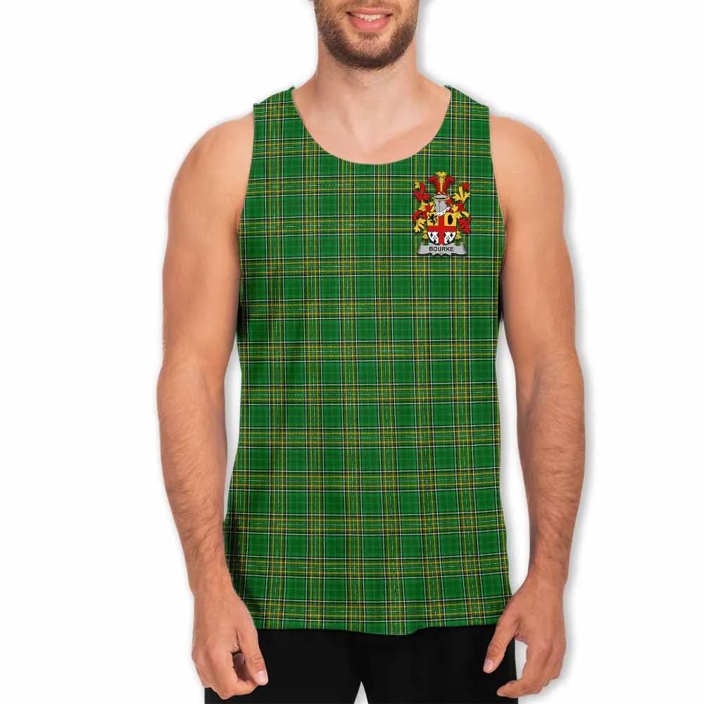 Bourke Irish Clan Tartan Men's Tank Top with Coat of Arms