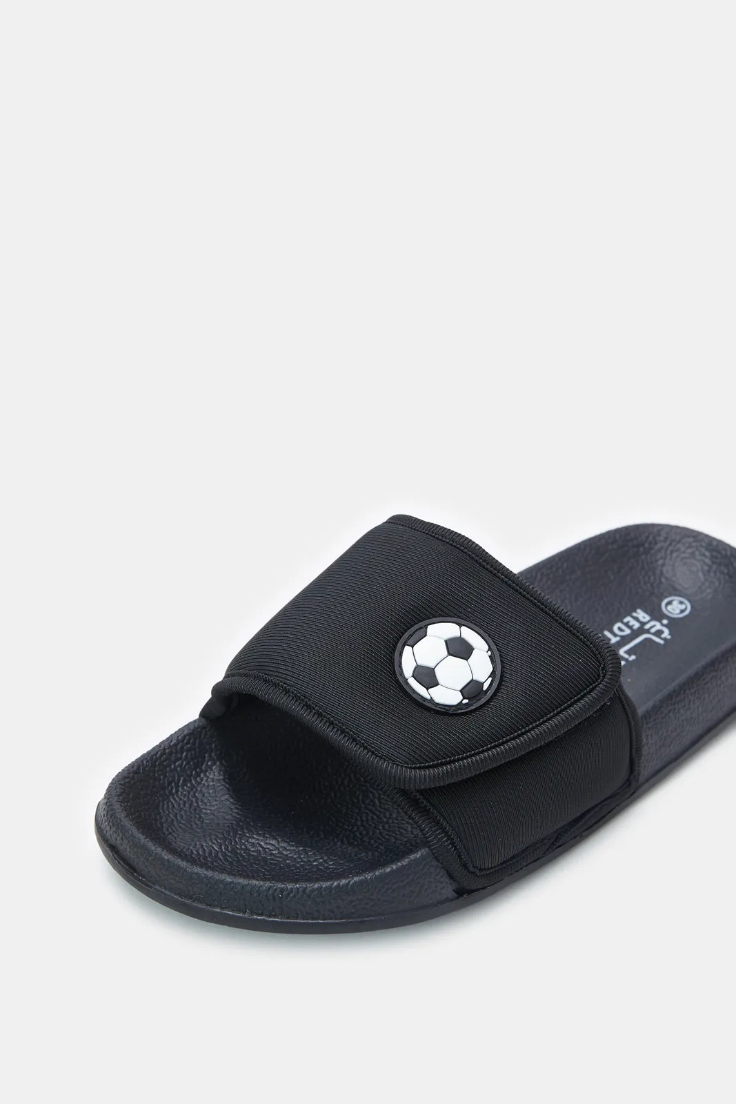 Boys Black Soccer Printed Slide