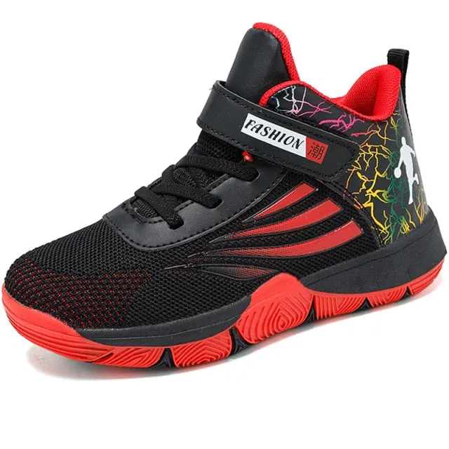 Boys Girls Basketball Shoes Soft Non-slip Kids Sneakers Thick Sole Sport Shoes Outdoor Trainers