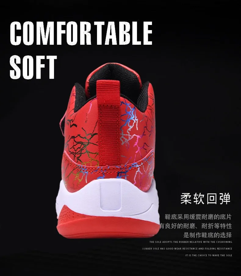 Boys Girls Basketball Shoes Soft Non-slip Kids Sneakers Thick Sole Sport Shoes Outdoor Trainers