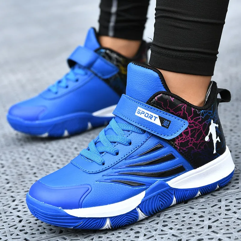 Boys Girls Basketball Shoes Soft Non-slip Kids Sneakers Thick Sole Sport Shoes Outdoor Trainers