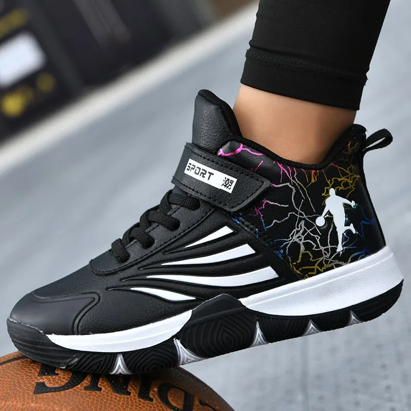 Boys Girls Basketball Shoes Soft Non-slip Kids Sneakers Thick Sole Sport Shoes Outdoor Trainers