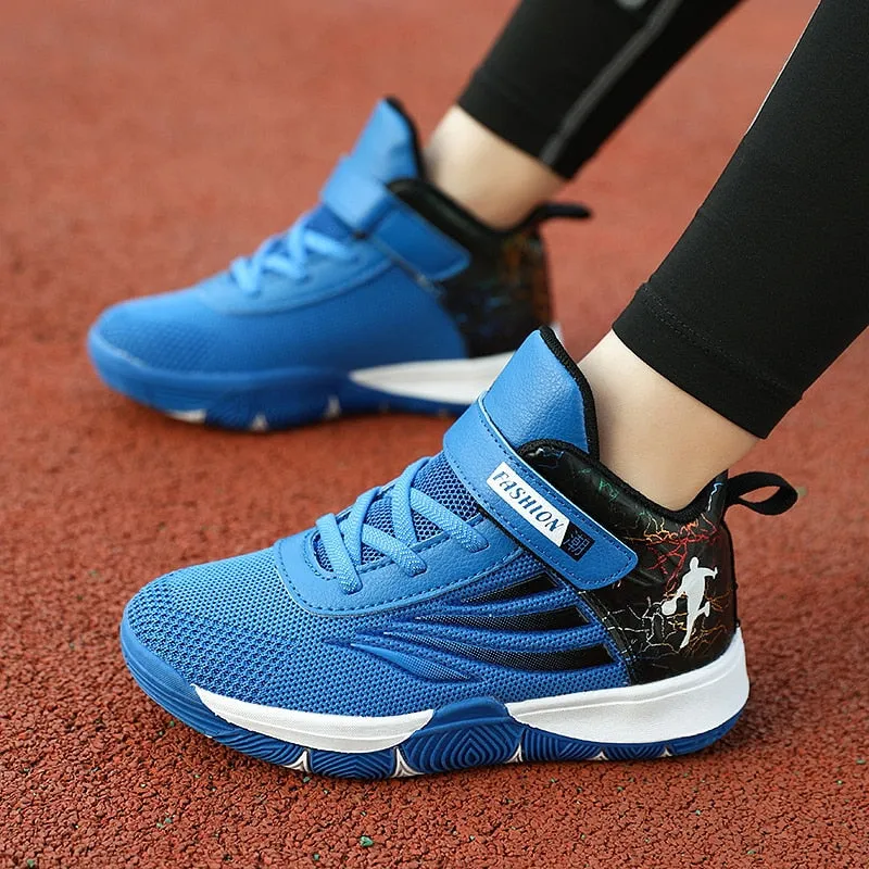 Boys Girls Basketball Shoes Soft Non-slip Kids Sneakers Thick Sole Sport Shoes Outdoor Trainers