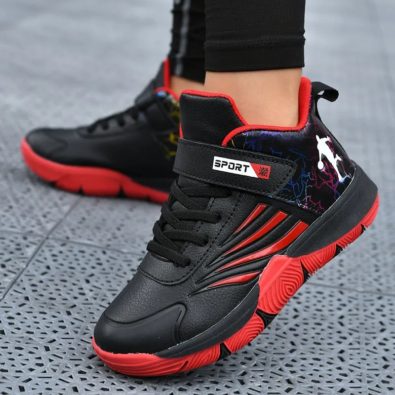 Boys Girls Basketball Shoes Soft Non-slip Kids Sneakers Thick Sole Sport Shoes Outdoor Trainers