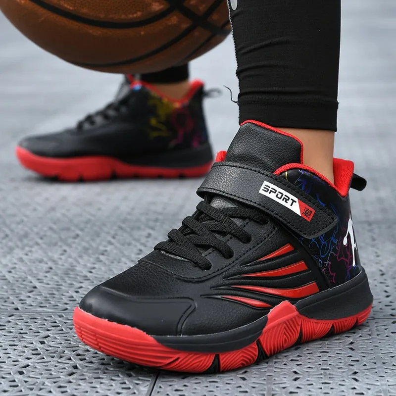 Boys Girls Basketball Shoes Soft Non-slip Kids Sneakers Thick Sole Sport Shoes Outdoor Trainers