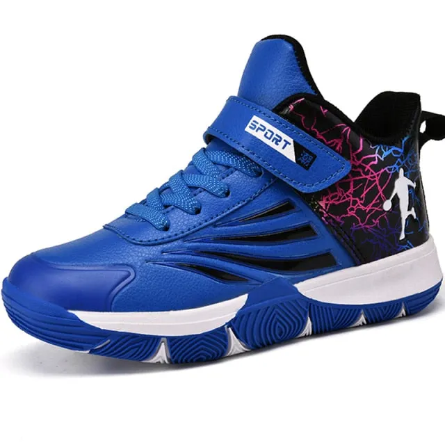 Boys Girls Basketball Shoes Soft Non-slip Kids Sneakers Thick Sole Sport Shoes Outdoor Trainers