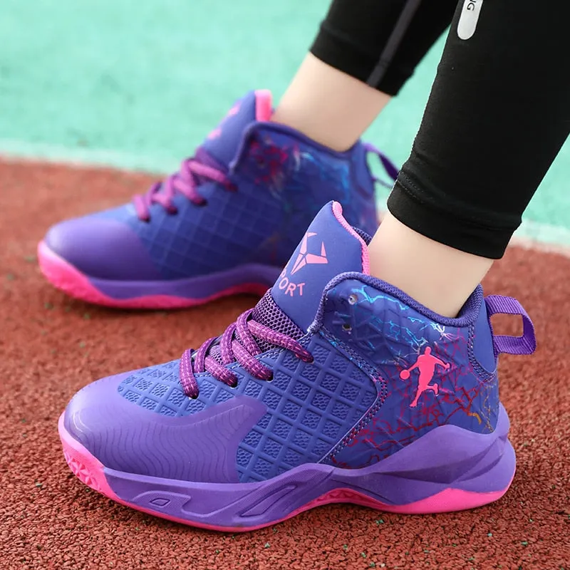 Boys Girls Basketball Shoes Soft Non-slip Kids Sneakers Thick Sole Sport Shoes Outdoor Trainers