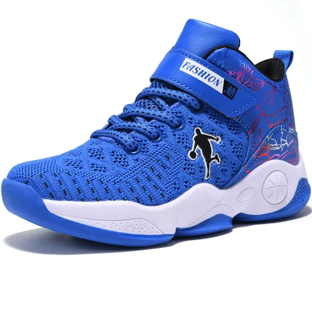 Boys Girls Basketball Shoes Soft Non-slip Kids Sneakers Thick Sole Sport Shoes Outdoor Trainers