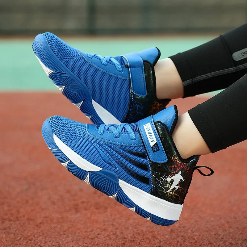 Boys Girls Basketball Shoes Soft Non-slip Kids Sneakers Thick Sole Sport Shoes Outdoor Trainers