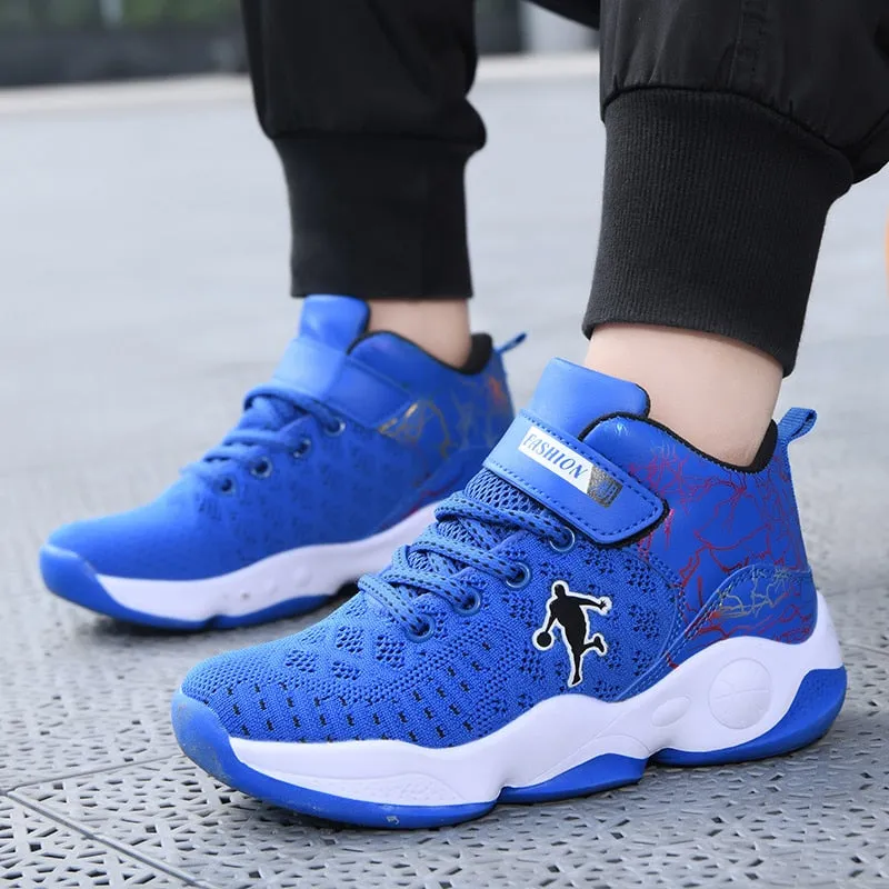 Boys Girls Basketball Shoes Soft Non-slip Kids Sneakers Thick Sole Sport Shoes Outdoor Trainers