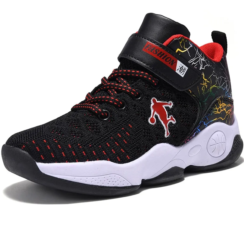 Boys Girls Basketball Shoes Soft Non-slip Kids Sneakers Thick Sole Sport Shoes Outdoor Trainers