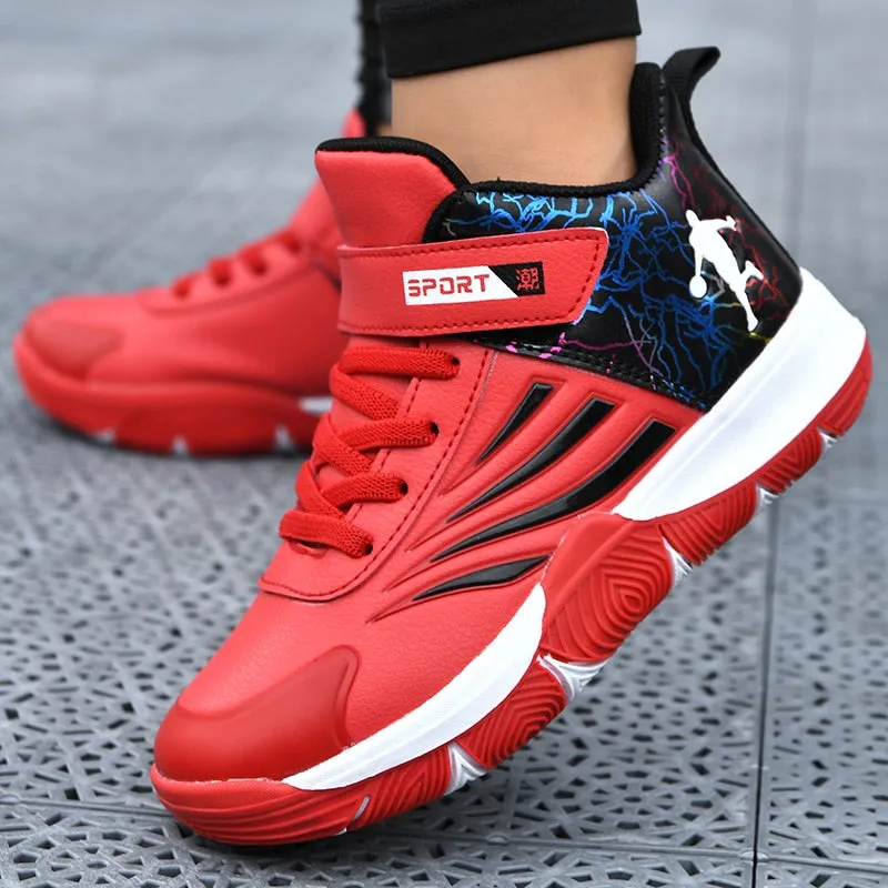 Boys Girls Basketball Shoes Soft Non-slip Kids Sneakers Thick Sole Sport Shoes Outdoor Trainers