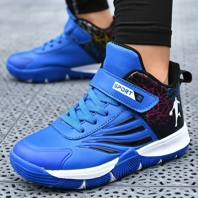 Boys Girls Basketball Shoes Soft Non-slip Kids Sneakers Thick Sole Sport Shoes Outdoor Trainers