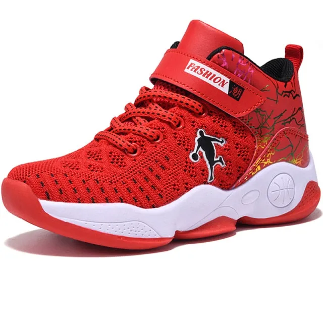 Boys Girls Basketball Shoes Soft Non-slip Kids Sneakers Thick Sole Sport Shoes Outdoor Trainers