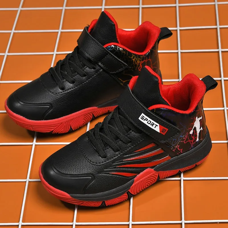 Boys Girls Basketball Shoes Soft Non-slip Kids Sneakers Thick Sole Sport Shoes Outdoor Trainers