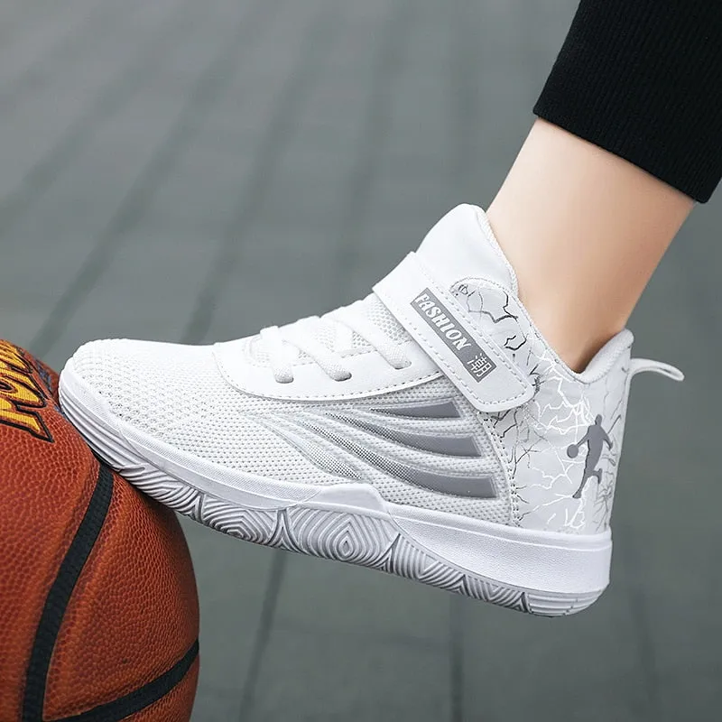 Boys Girls Basketball Shoes Soft Non-slip Kids Sneakers Thick Sole Sport Shoes Outdoor Trainers