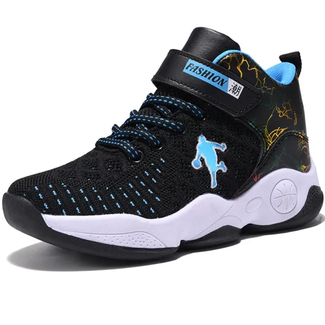 Boys Girls Basketball Shoes Soft Non-slip Kids Sneakers Thick Sole Sport Shoes Outdoor Trainers