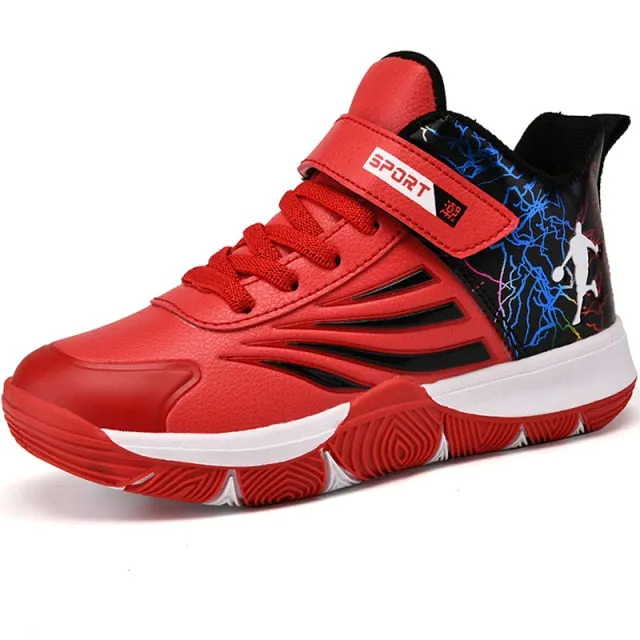 Boys Girls Basketball Shoes Soft Non-slip Kids Sneakers Thick Sole Sport Shoes Outdoor Trainers