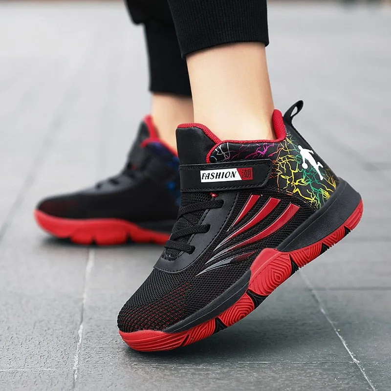 Boys Girls Basketball Shoes Soft Non-slip Kids Sneakers Thick Sole Sport Shoes Outdoor Trainers