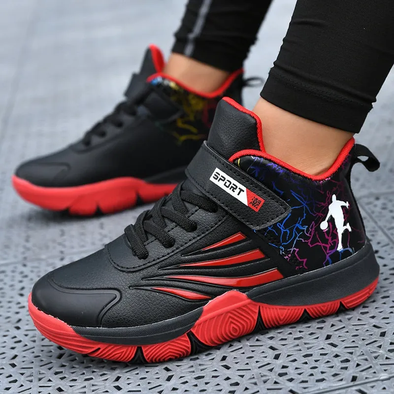 Boys Girls Basketball Shoes Soft Non-slip Kids Sneakers Thick Sole Sport Shoes Outdoor Trainers