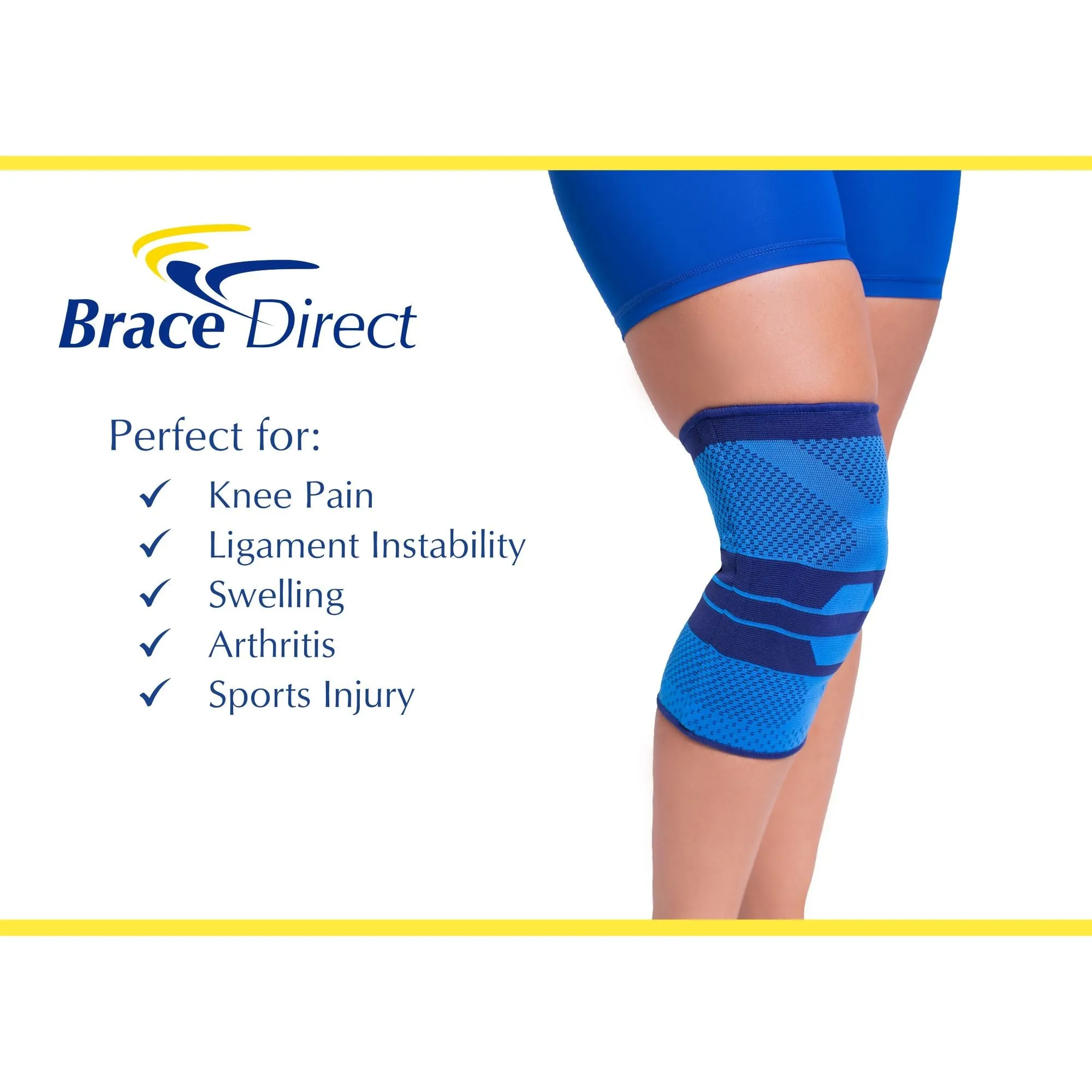 Brace Direct Sport Compression Sleeve for Knee - Best Knee Support for Running and Sports