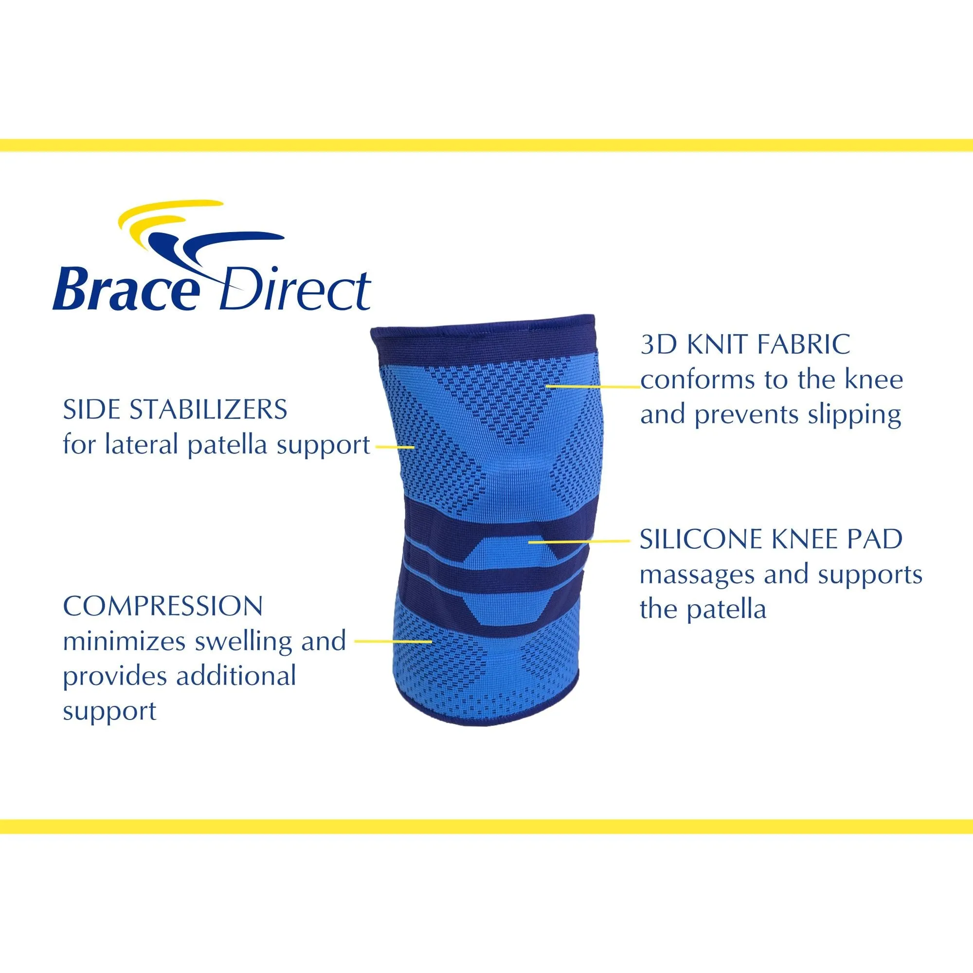 Brace Direct Sport Compression Sleeve for Knee - Best Knee Support for Running and Sports