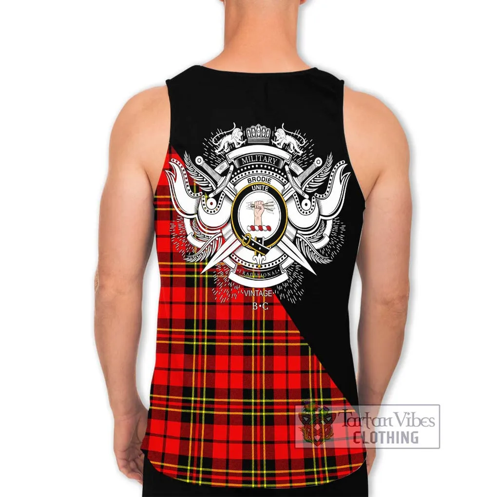 Brodie Modern Tartan Men's Tank Top with Family Crest and Military Logo Style