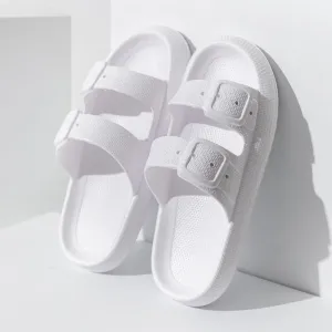 Buckle Bathroom Slippers Summer Indoor Eva Slides Home Sandals Slippers Men Women Non-Slip Household Family Bath Shoes