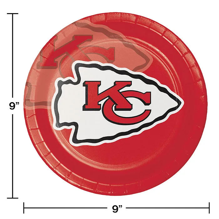 Bulk Kansas City Chiefs Paper Dinner Plates (96 per Case)