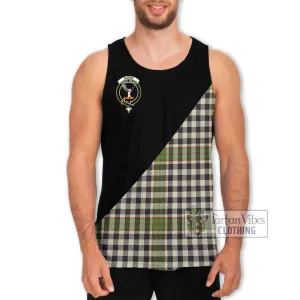 Burns Check Tartan Men's Tank Top with Family Crest and Military Logo Style