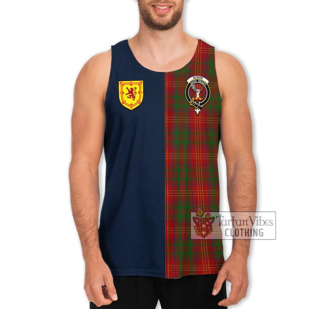 Burns Tartan Men's Tank Top Alba with Scottish Lion Royal Arm Half Style