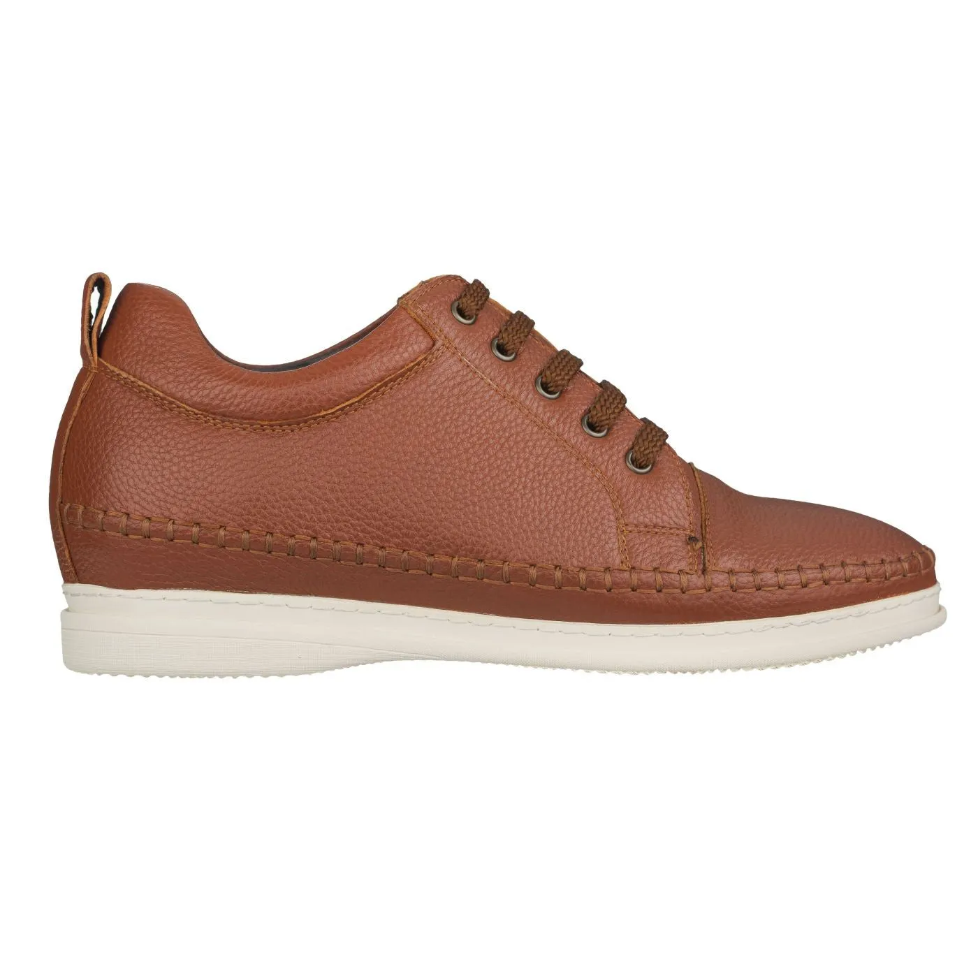 CALTO Casual 3 Inch Leather Elevator Sneakers - Brown - S4313